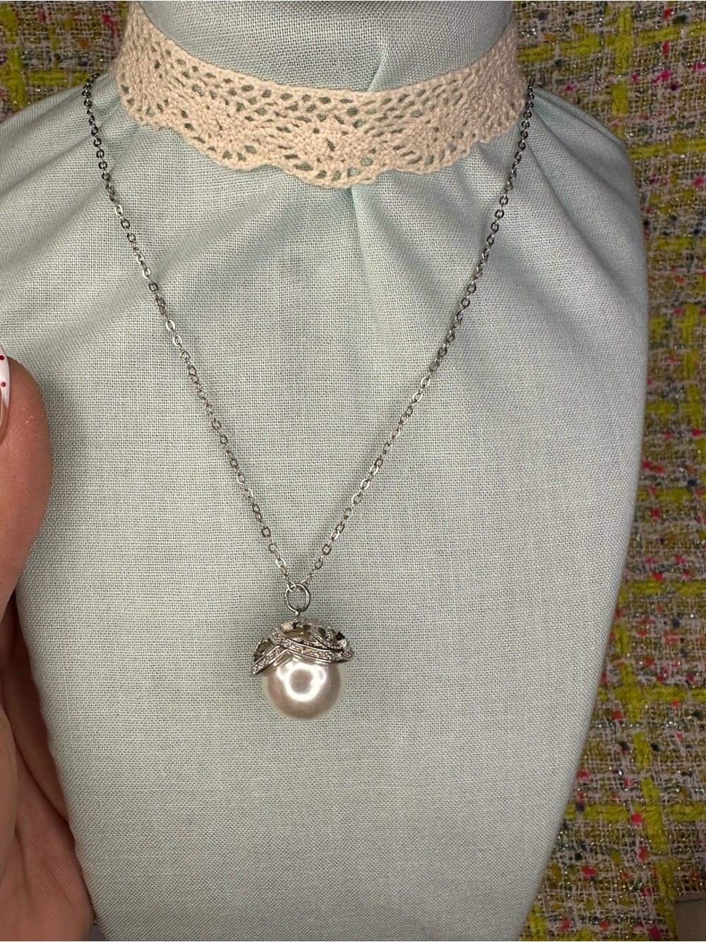 AA great Silver Pearl Pendant Necklace - Elegant White Pearl Necklace